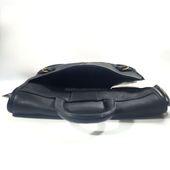 HOBO International Black Leather Saddle Bag Crossbody Backpack Brass Accents NWT - Picture 12 of 16